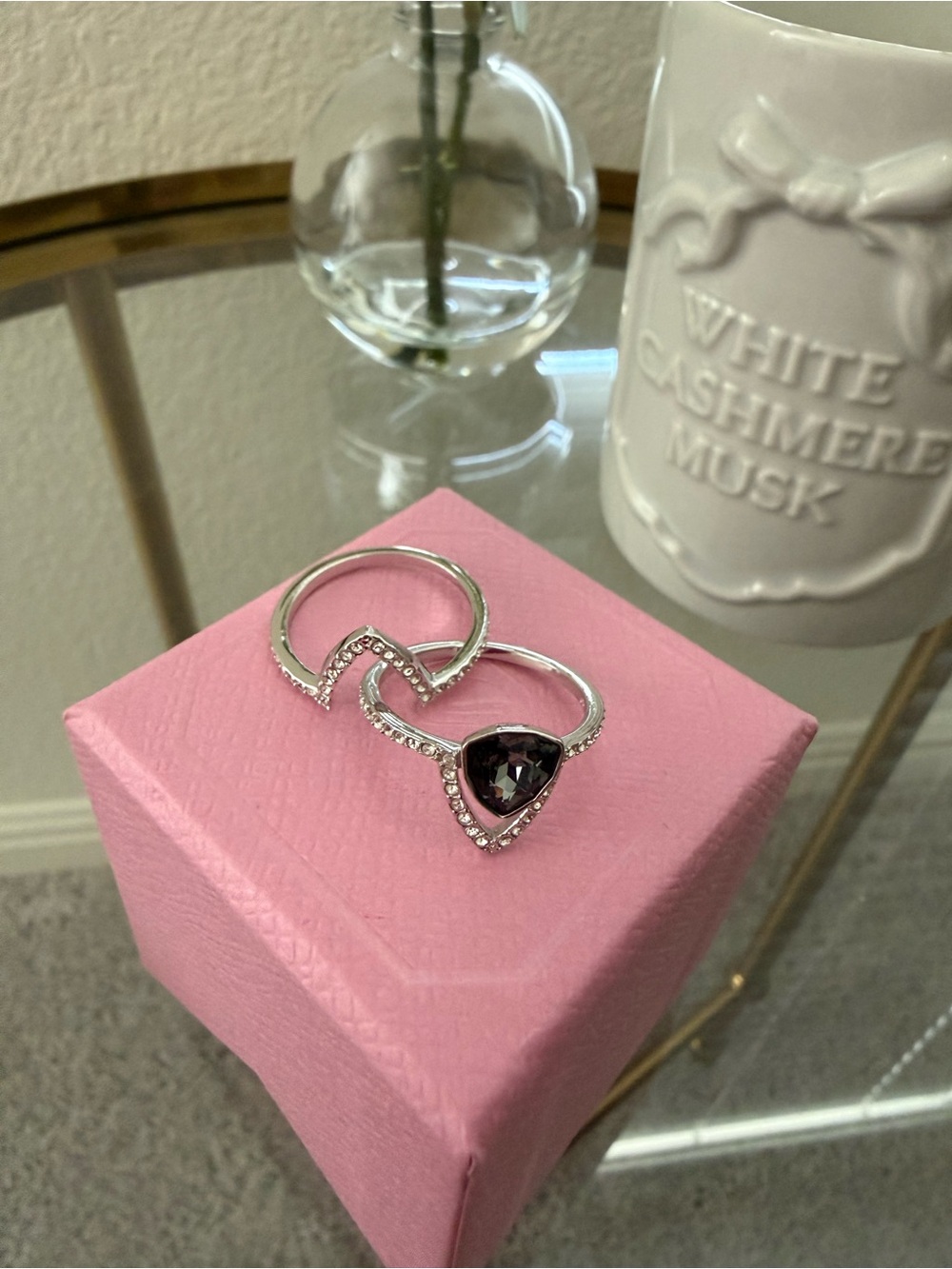 Swarovski Silver-Tone Black Crystal Stackable Ring  - Women Jewelry